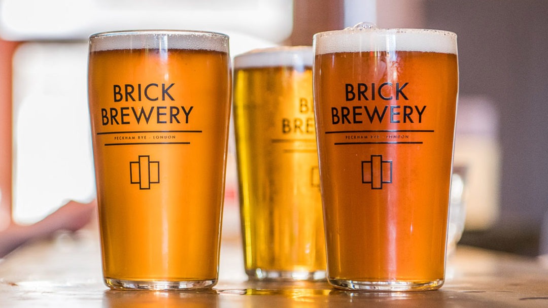 Brick Brewery Pint Glasses full of beer